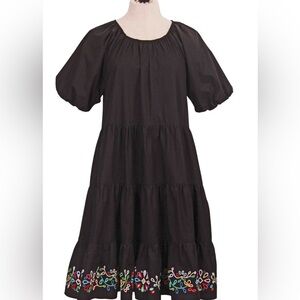 Johnny Was Amanza Eyelet Mini‎ Dress in Black Size M
